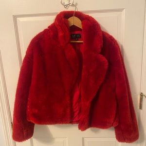 Zara Faux fur red coat